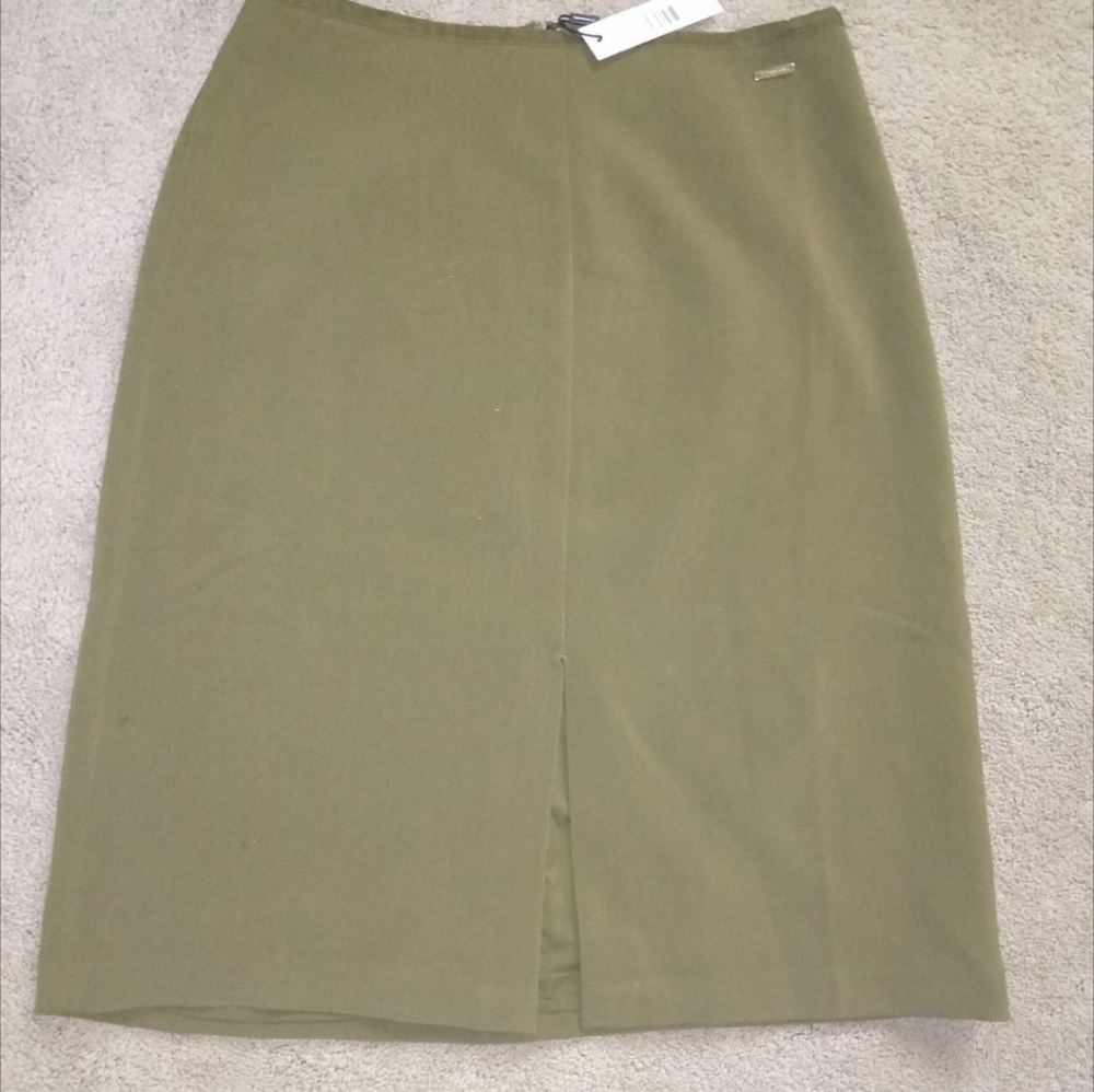 Tahari Olive Green Skirt M NWT $78